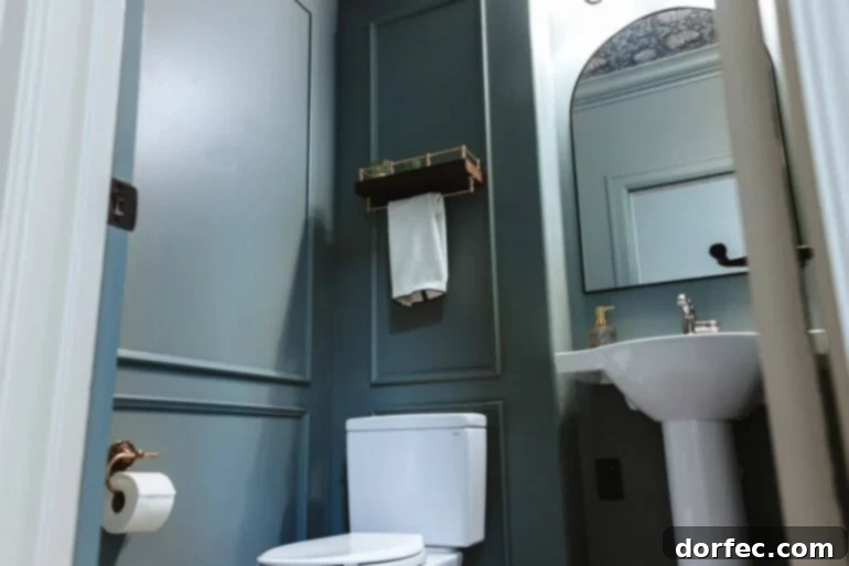 An example of a color drenched bathroom.