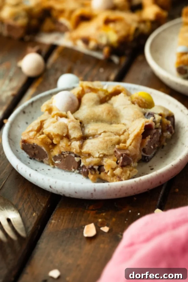 Close-up of a Cadbury Mini Egg Blondie