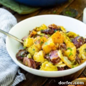 Braised Sausage, Cabbage and Potatoes
