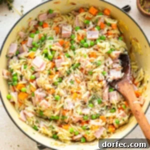 Ham Lemon Orzo Skillet