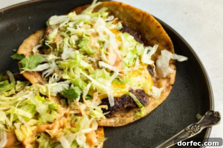 Smash Burger Tacos on a plate