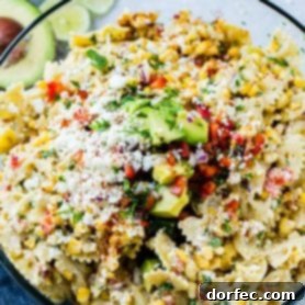 Crowd Pleasing Pasta Salads Made Easy for Potlucks 9 Elote-inspired Mexican Street Corn Pasta Salad with grilled corn and cotija cheese.