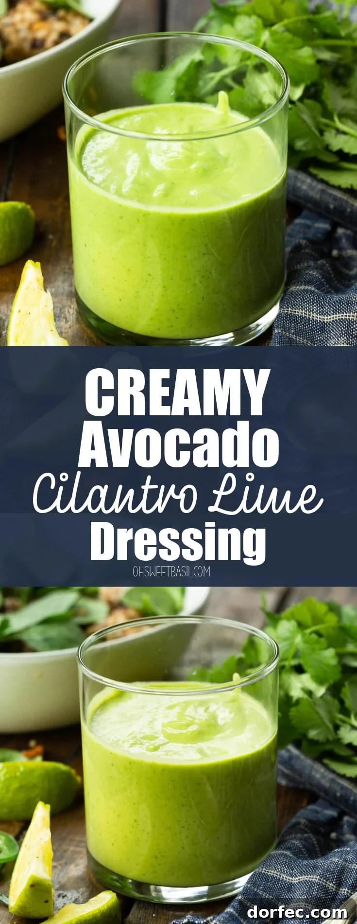 a photo of a glass cup full of avocado cilantro lime dressing.