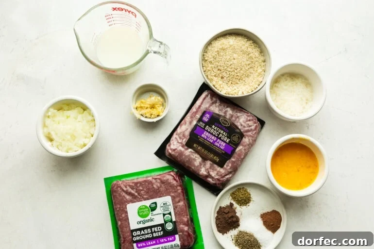 Authentic Swedish Meatballs with Creamy Gravy 4 all the ingredients for the meatballs for swedish meatballs