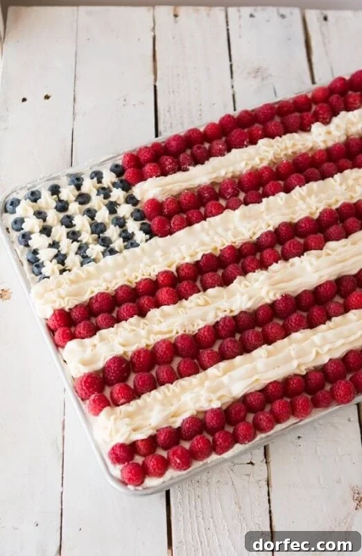 Flag cake with berries